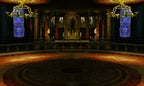 In Tekken 3D Prime Edition ist eine opulente Kampfarena mit Leuchtern und einem Gemälde zu sehen.