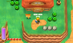 Link steht in The Legend of Zelda: A Link Between Worlds für Nintendo 3DS vor einem Haus auf einer grünen Wiese.