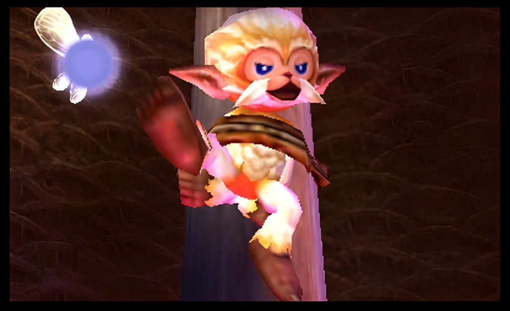 Ein Goronen-Kind und eine Fee sind in The Legend of Zelda: Majora's Mask 3D zu sehen.