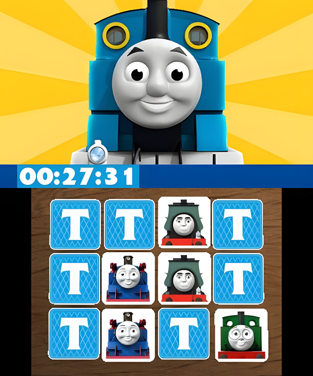 Thomas und seine Freunde: Ein Memory-Spiel mit Thomas und seinen Freunden ist im unteren Bildschirm.