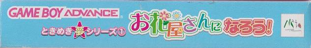 Der obere Rücken von Tokimeki Dream Series 1: Ohanaya-san ni Narou! zeigt den Titel und das System.