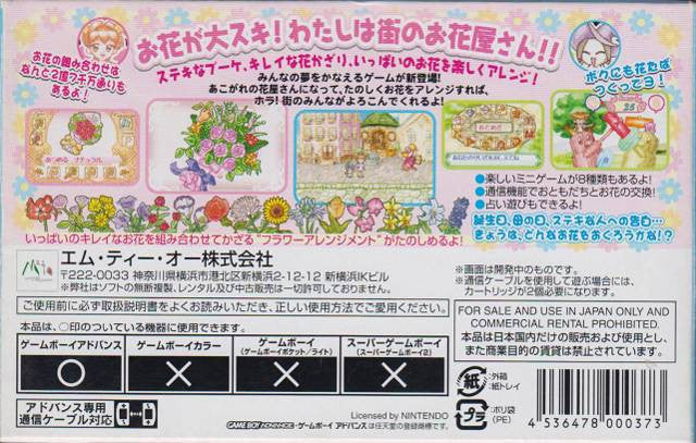 Die Rückseite von Tokimeki Dream Series 1: Ohanaya-san ni Narou! zeigt mehrere kleine Spielszenen.
