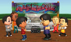 Zwei Mii-Charaktere liefern sich ein Rap-Battle mit Boombox, während andere Mii-Figuren zuschauen.