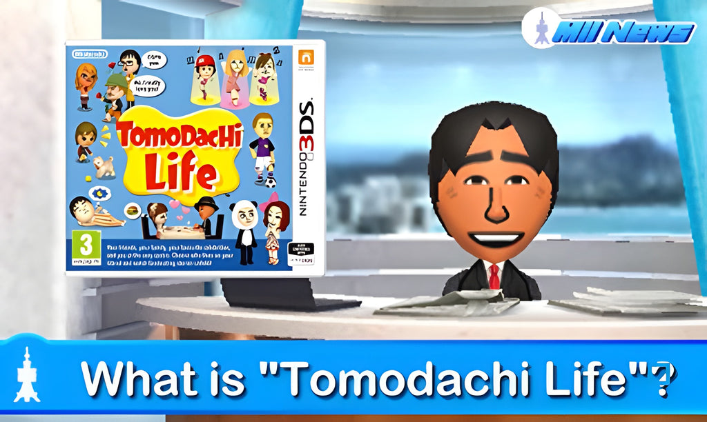 Ein Mii-Nachrichtensprecher präsentiert in Tomodachi Life das Cover des Spiels.