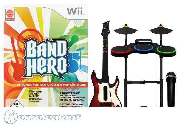 Band Hero Bundle: Spiel + Gitarre + Schlagzeug + Mikrofon