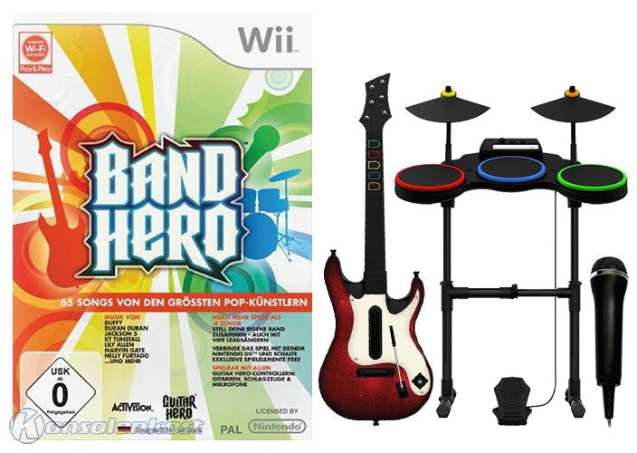 Band Hero Bundle: Spiel + Gitarre + Schlagzeug + Mikrofon