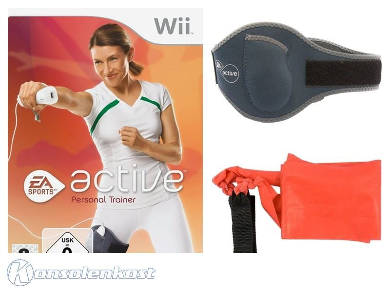 EA Sports Active 1: Personal Trainer + Beingurt schwarz + Trainingsband rot