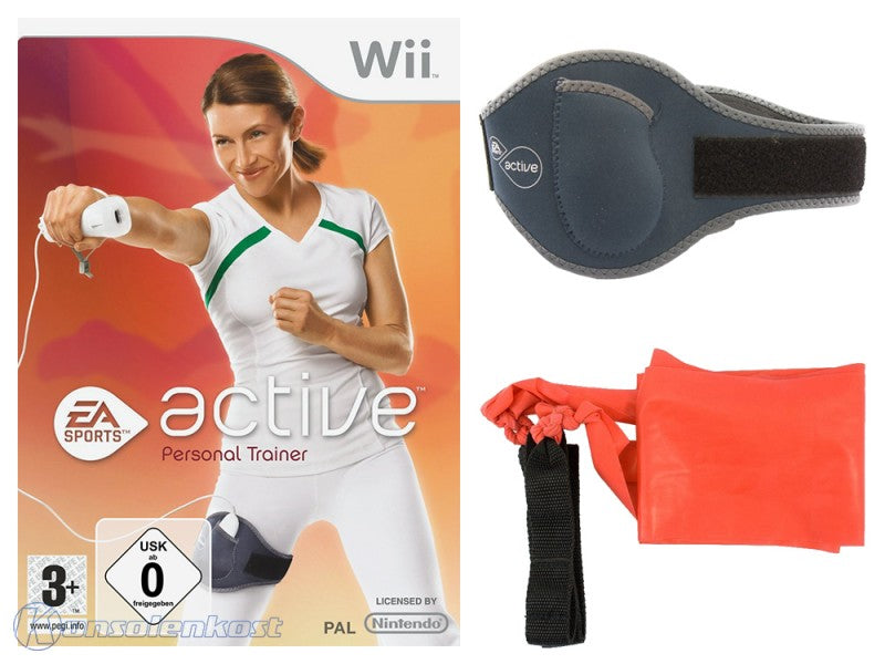 EA Sports Active 1: Personal Trainer + Beingurt schwarz + Trainingsband rot