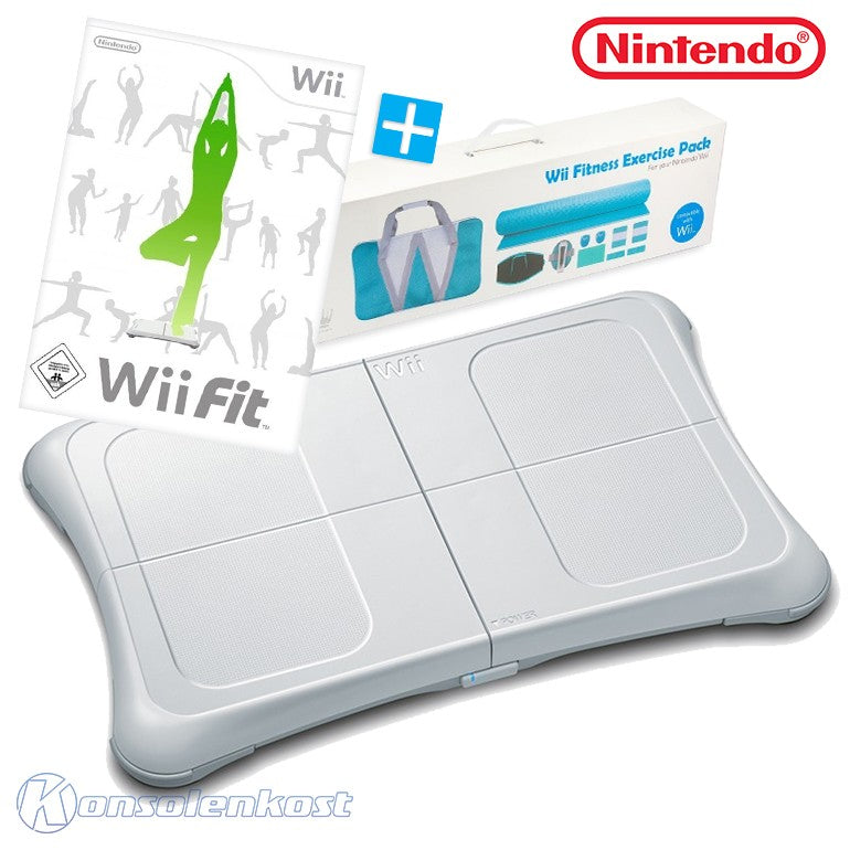 Fitness Mega Set 2: Wii Fit + Original Balance Board + 9 in 1 Fitness Exercise Pack weiß