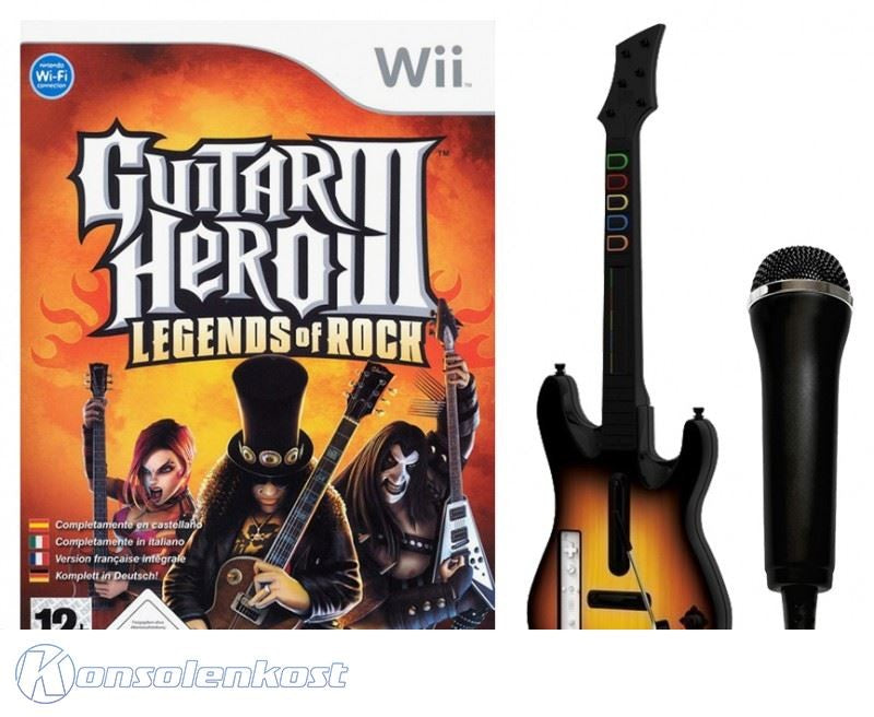 Guitar Hero 3: Legends of Rock + Gitarre / Guitar schwarz-rot + Mikrofon