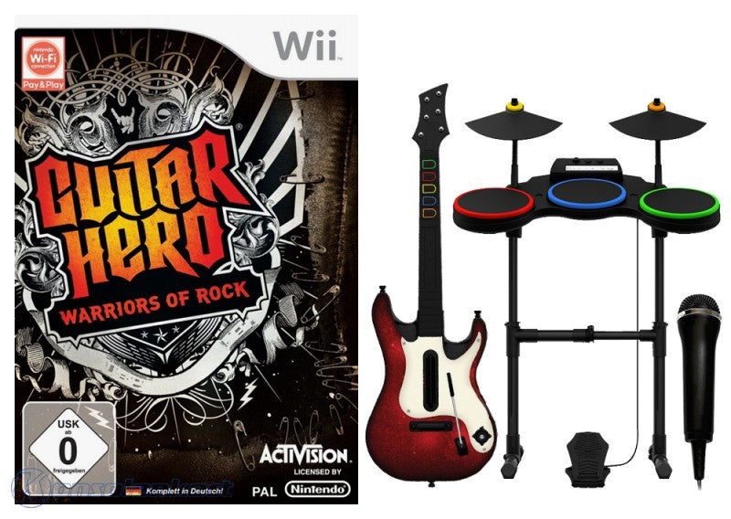 Guitar Hero: Warriors of Rock Band Pack + Spiel + Schlagzeug + Gitarre + Mikrofon