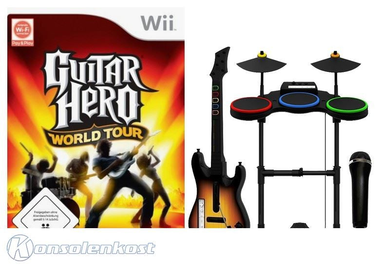 Guitar Hero: World Tour Band Pack + Spiel + Schlagzeug + Gitarre & Mikrofon