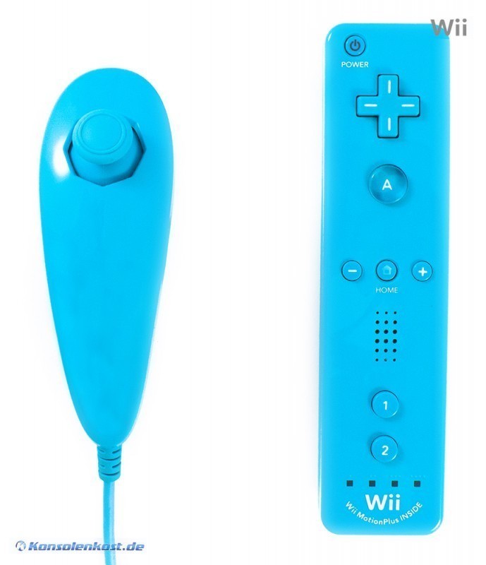 Konsole blau + Mario & Sonic bei den Olympischen Spielen London 12 + Original Remote Plus