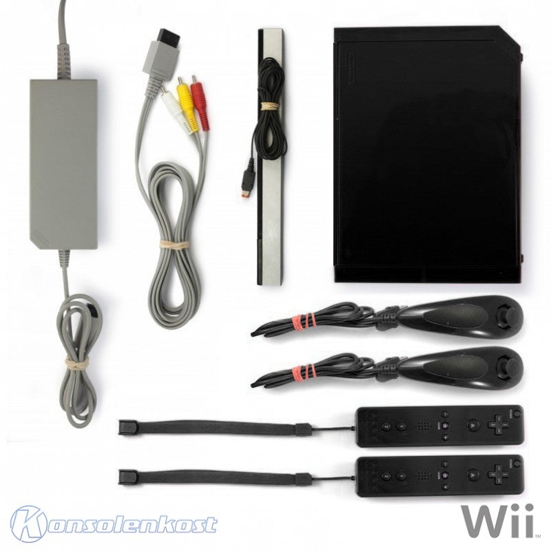 Konsole RVL-101 schwarz + 2 Remotes + Zubehör