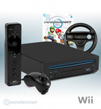Konsole - Mario Kart Pak schwarz + Spiel + Original Remote Plus + Lenkrad + Zubehör