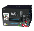 Konsole - Mario Kart Pak schwarz + Spiel + Original Remote Plus + Lenkrad + Zubehör