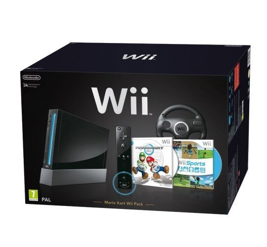 Konsole - Mario Kart / Sports Pak + Spiele + Original Remote Plus + Lenkrad + Zubehör