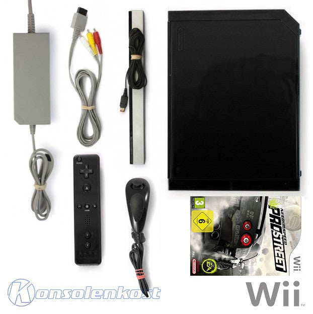 Konsole schwarz + Need for Speed: ProStreet + Remote + Zubehör