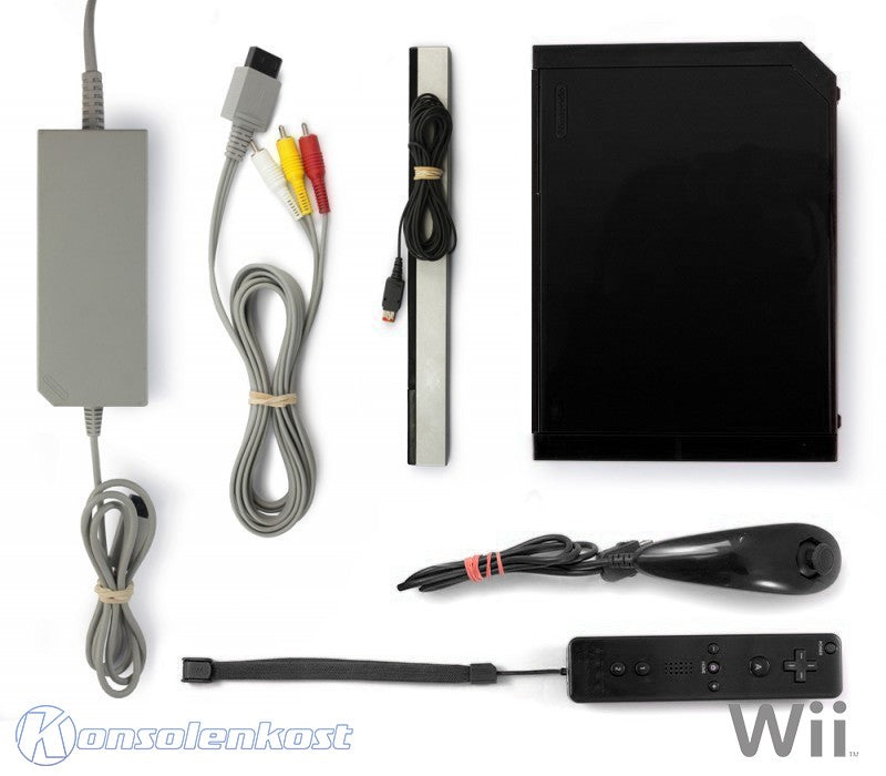Konsole schwarz + Remote + Zubehör
