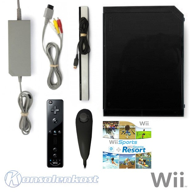Konsole + Spiele + Original Remote Plus + Zubehör schwarz Sports Pak