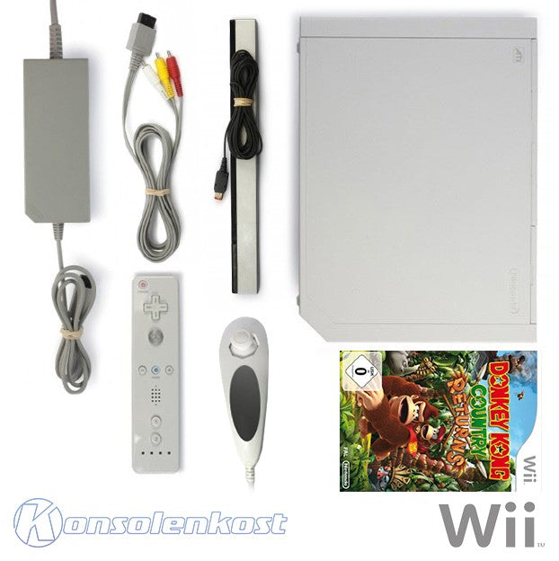 Konsole - Game Bundle weiß + Donkey Kong Country Returns + Original Remote + Zubehör