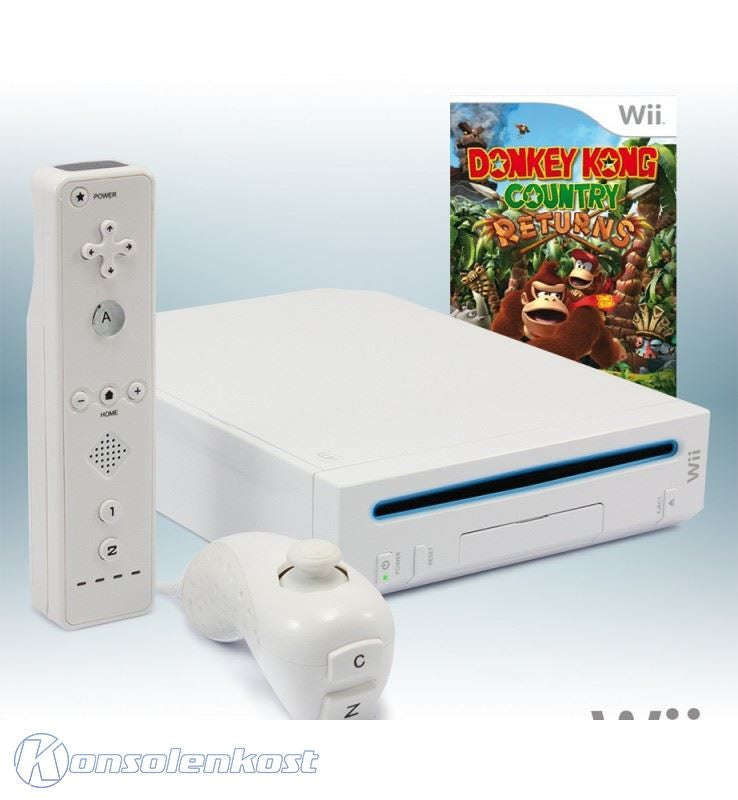 Konsole - Game Bundle weiß + Donkey Kong Country Returns + Original Remote + Zubehör