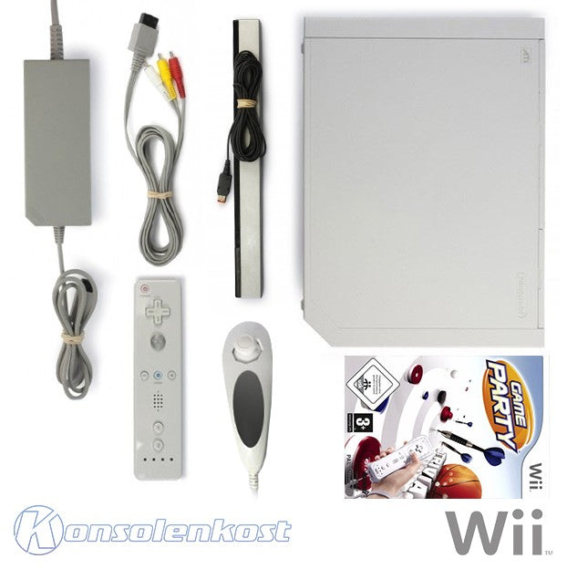 Konsole Game Bundle weiß + Game Party + Remote + Zubehör