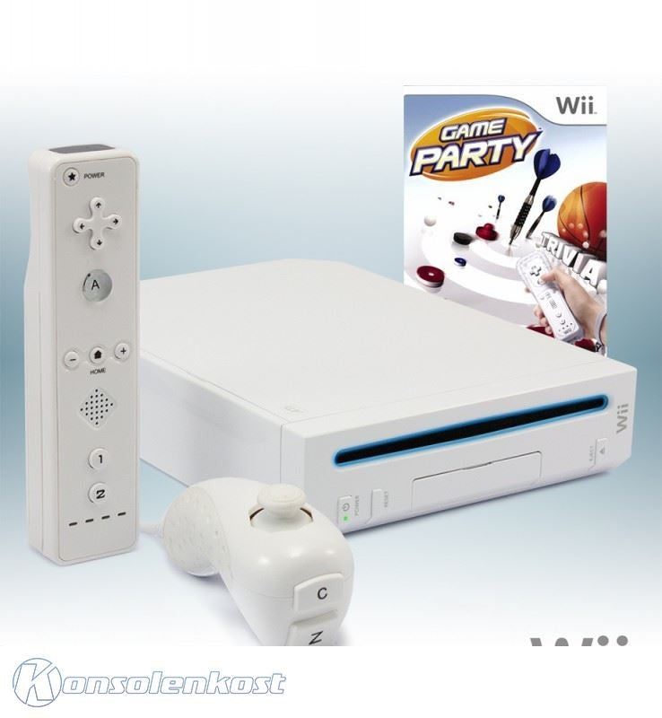 Konsole Game Bundle weiß + Game Party + Remote + Zubehör