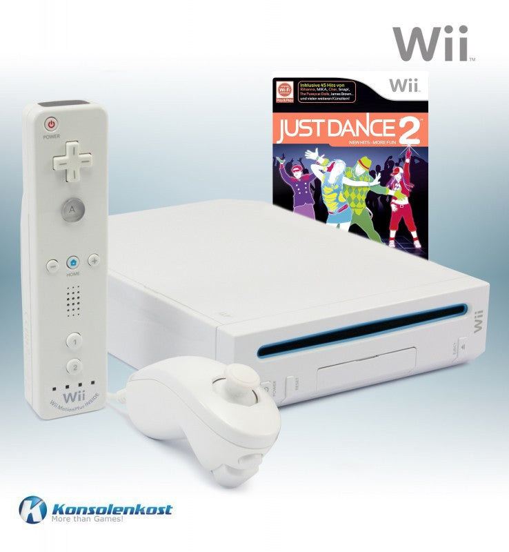 Konsole weiß + Just Dance 2 + Original Remote Motion Plus (GB)