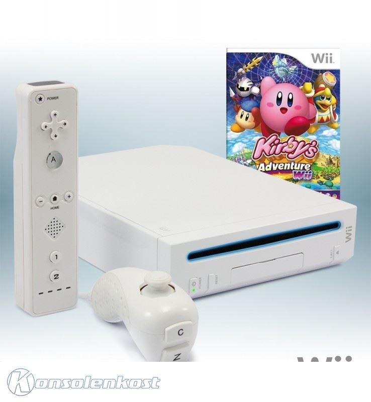 Konsole - Game Bundle weiß + Kirbys Adventure + Remote + Zubehör