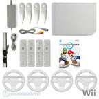 Konsole weiß + Mario Kart + 4 Remotes + 4 Lenkrädern + Zubehör