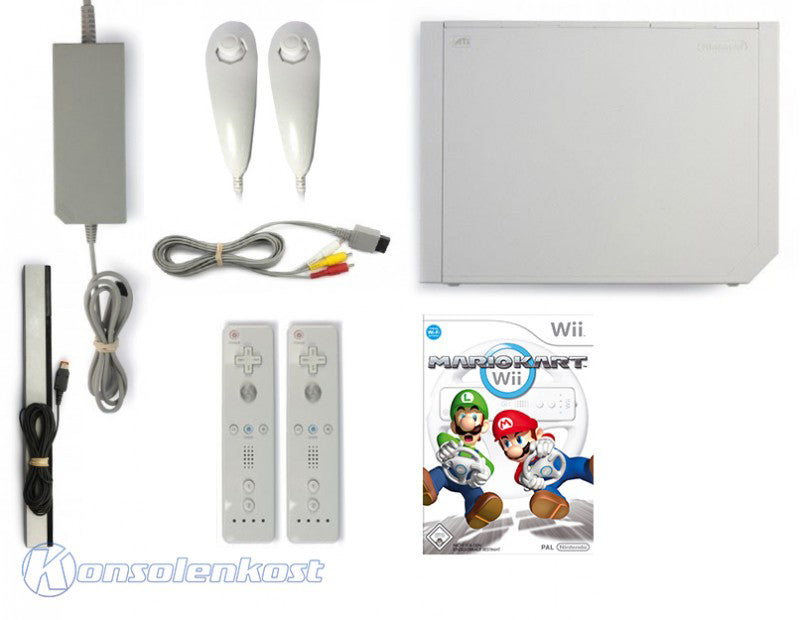 Konsole weiß + Mario Kart + 2 Remotes + Zubehör