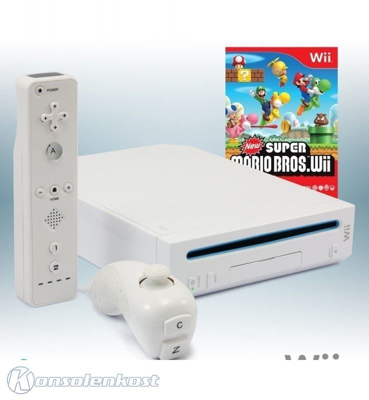 Konsole weiß + New Super Mario Bros. + Remote