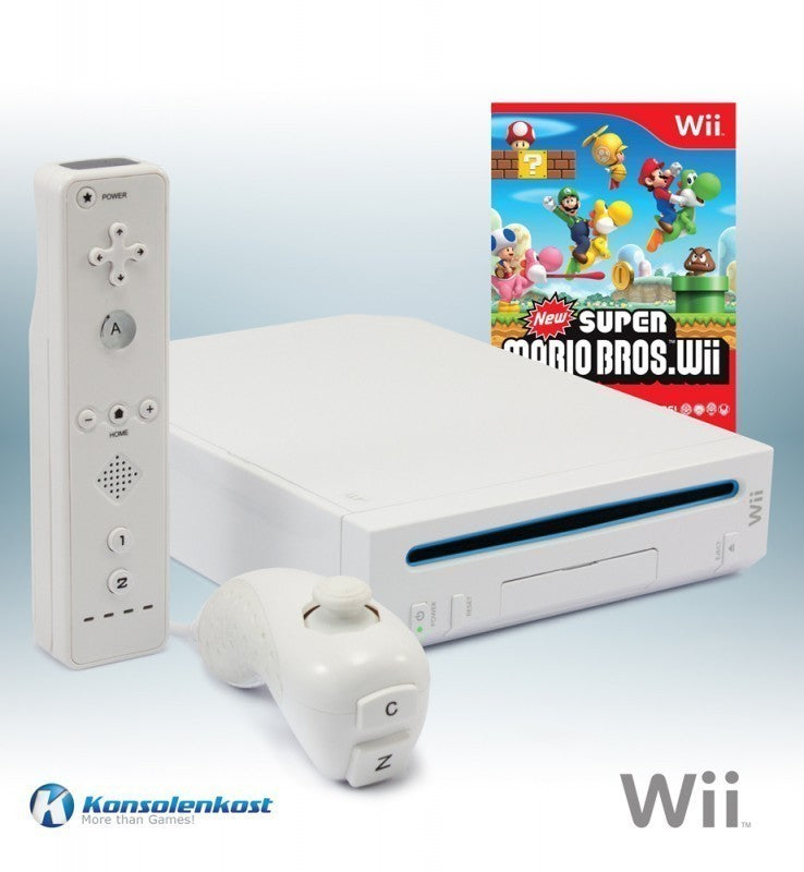 Konsole weiß + New Super Mario Bros. + Remote