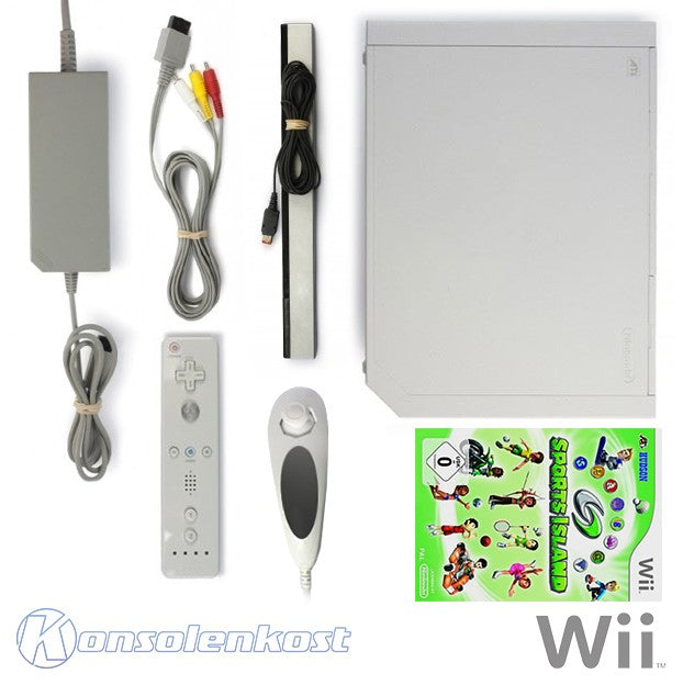 Konsole - Game Bundle weiß + Sports Island 1 + Original Remote + Zubehör