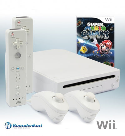 Konsole - Game Bundle weiß + Super Mario Galaxy + 2 Original Remotes