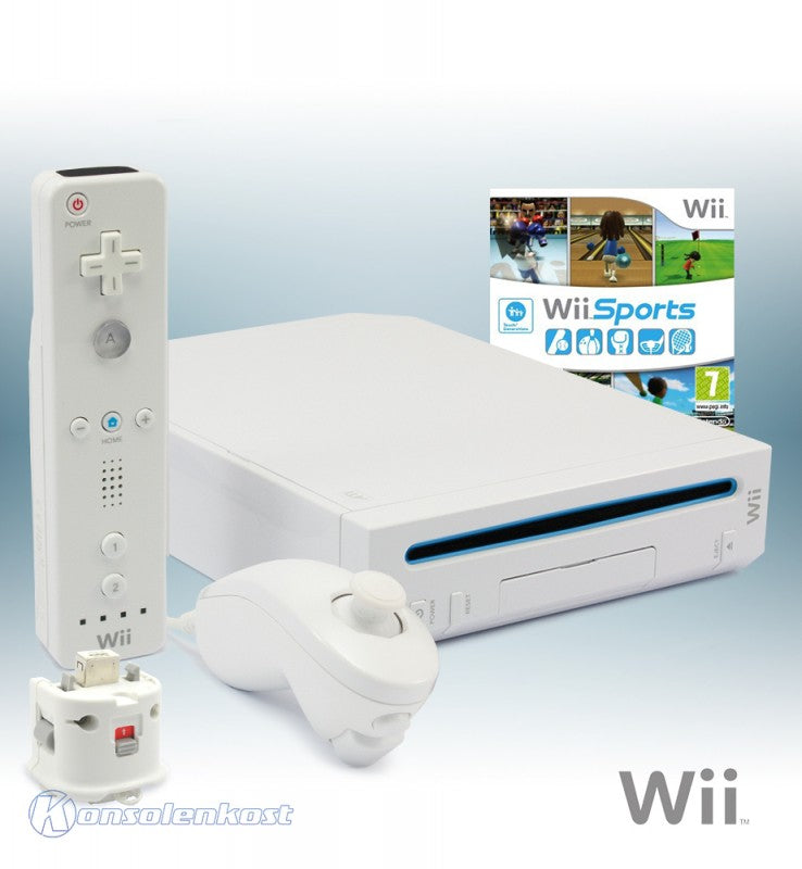 Konsole weiß + Wii Sports + Original Remote + Nunchuk + Motion Plus Adapter