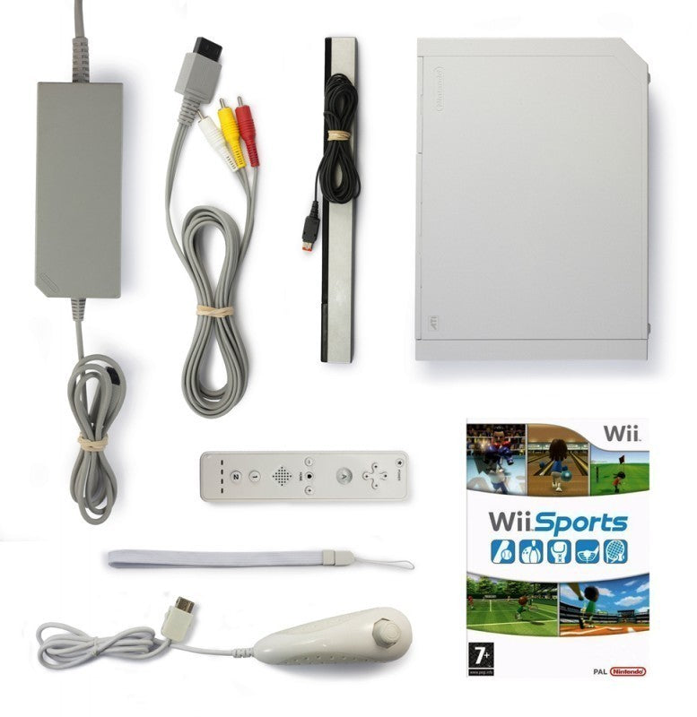 Konsole weiß + Wii Sports + Remote + Zubehör