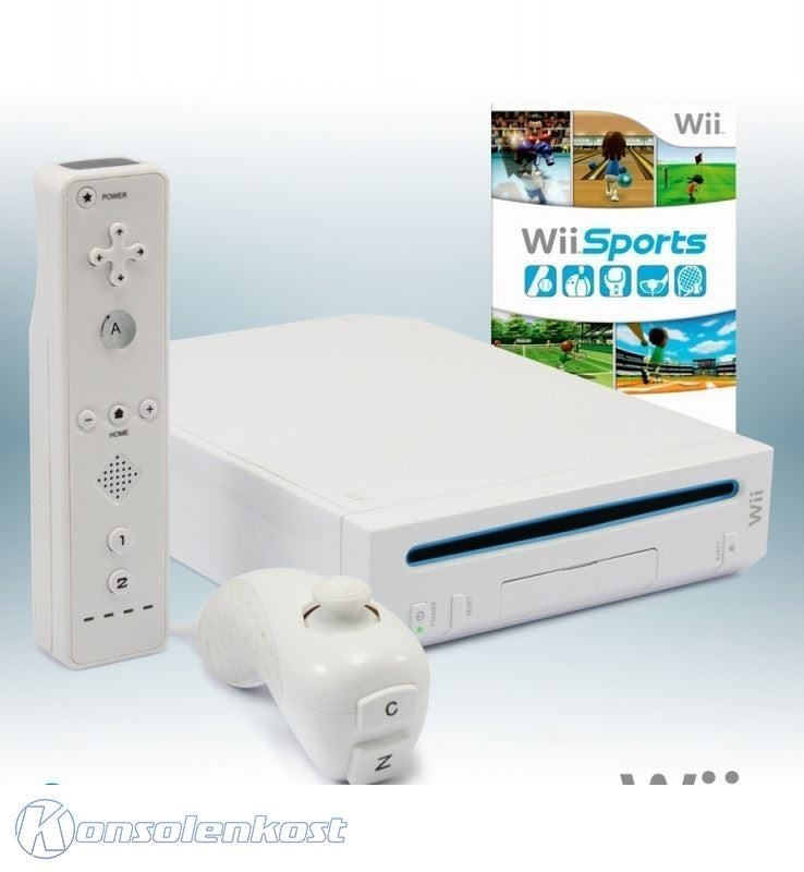 Konsole weiß + Wii Sports + Remote + Zubehör