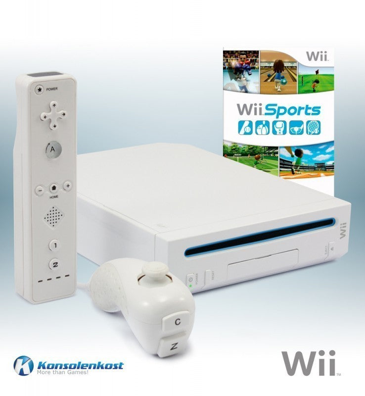 Konsole weiß + Wii Sports + Remote + Zubehör