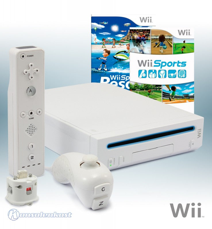 Konsole - Game Bundle weiß + Wii Sports + Wii Sports Resort + Remote + Motion Plus + Zubehör