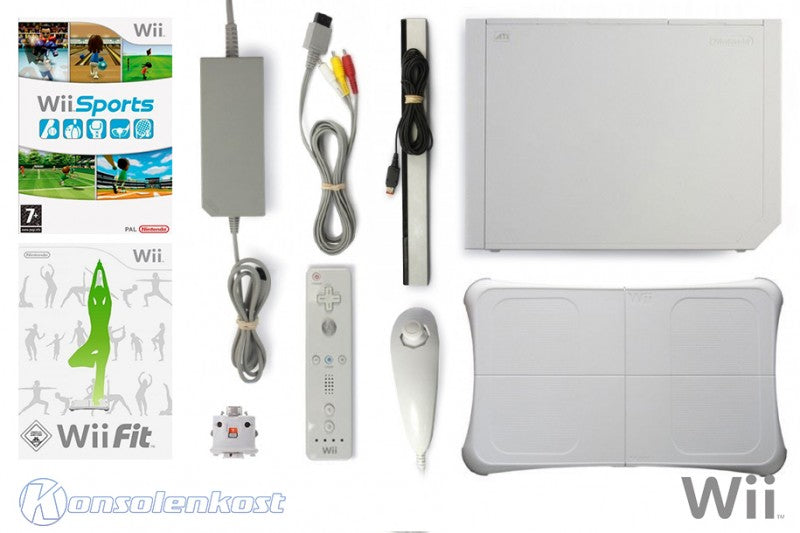 Konsole weiß + Wii Sports + Wii Fit + Original Balance Board + Remote