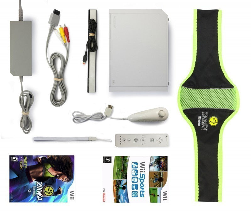Konsole weiß + Wii Sports + Zumba Fitness 2 + Fitness-Gürtel + Remote + Zubehör