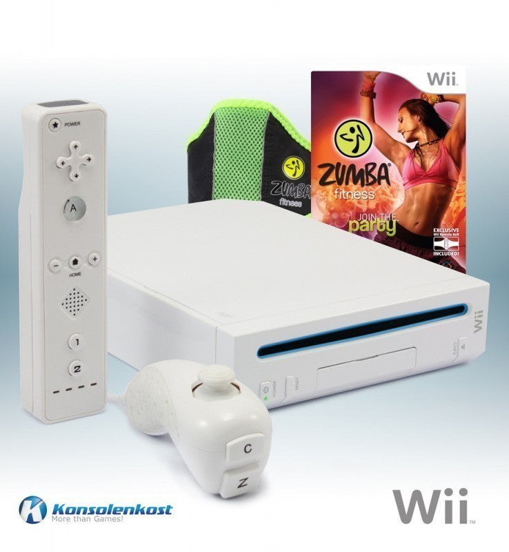 Konsole - Game Bundle weiß + Zumba Fitness: Join the Party + Fitnessgürtel + Remote + Zubehör