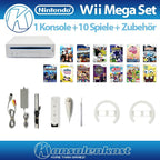 MegaSet: Konsole + 10 Spiele + Remote + Lenkräder + Zubehör weiß