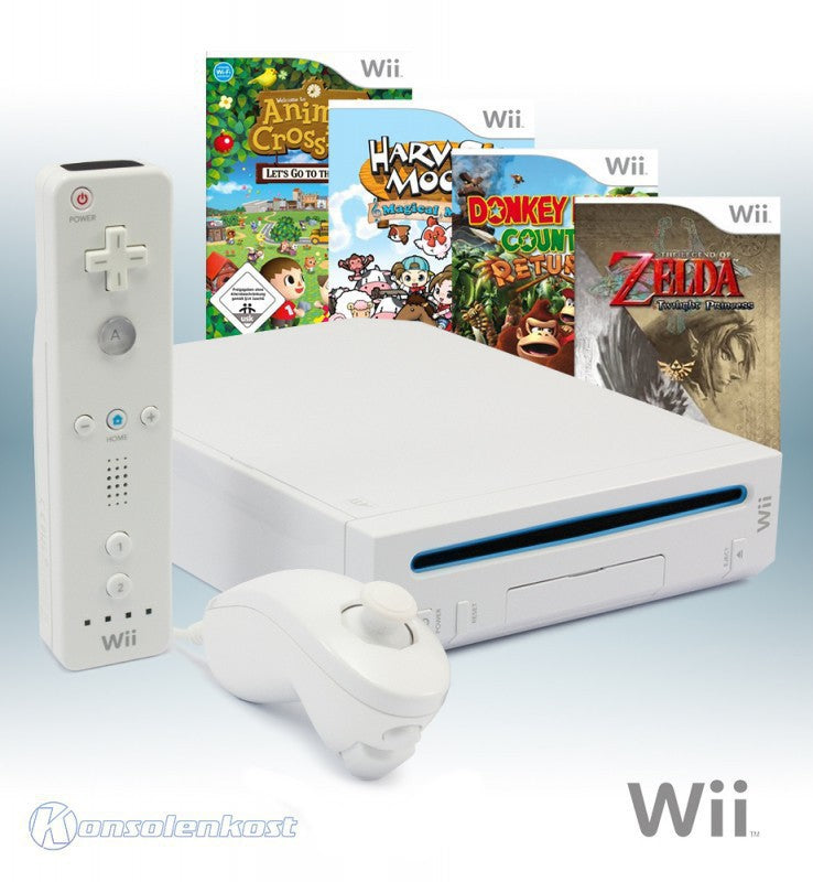 MegaSet: Konsole + Zelda + Donkey Kong + Harvest Moon + Animal Crossing + Original Remote