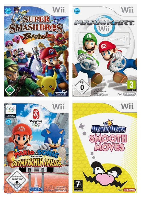 Nintendo Bundle: Smash Bros. Brawl + Mario Kart + Olympische Spiele + Smooth Moves