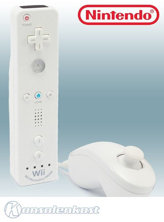 Original Remote Motion Plus + Nunchuk Controller weiß