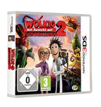 Das Cover von Wolkig mit Aussicht auf Fleischbällchen 2 für Nintendo 3DS zeigt die Hauptfiguren und das USK-Siegel ab 0.