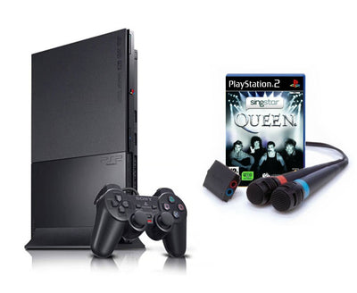 Konsole Slim schwarz + SingStar Queen + Original Sony DualShock Controller + Mikrofon-Set